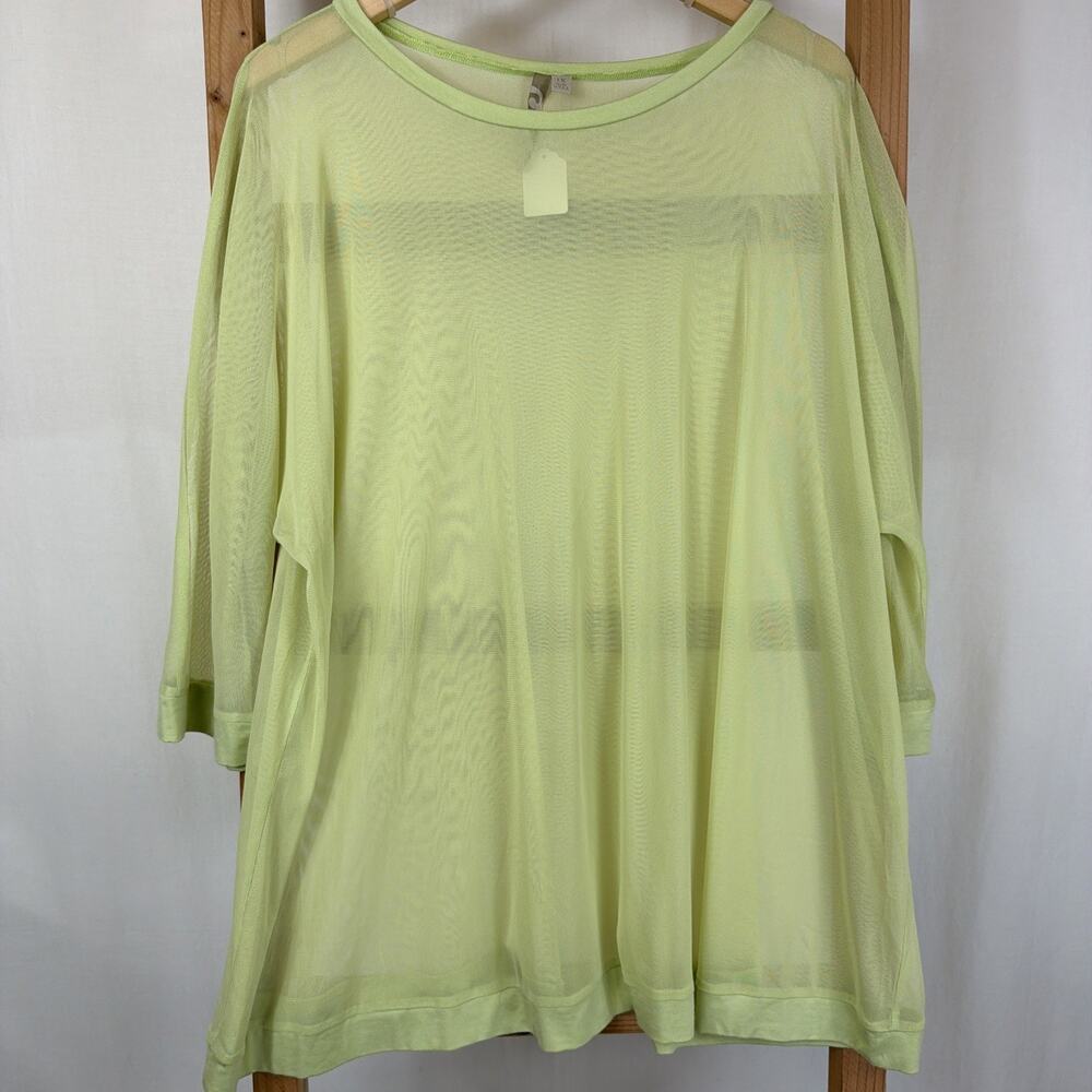 Comfy USA Lime Green Sheer Mesh Layering Tunic Top #1222 Size 1X USA